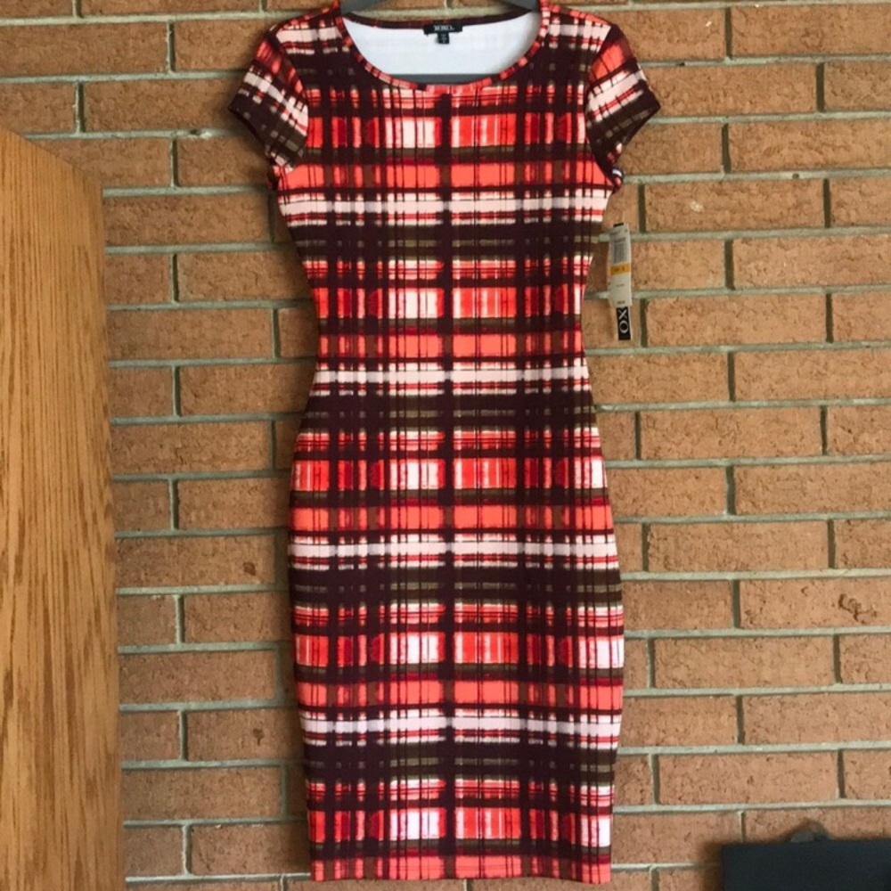 🧞‍♀️NWT XOXO🧞‍♀️PLAID BODYCON DRESS🧞‍♀️
